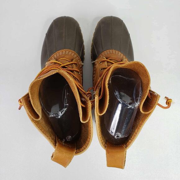 LL Bean Duck Boots Tan Brown Leather Lace Up Men’s Size 6 Women’s Size 8 - Picture 6 of 9